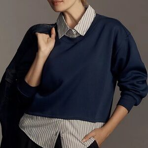 Maeve layered oversized twofer sweatshirt